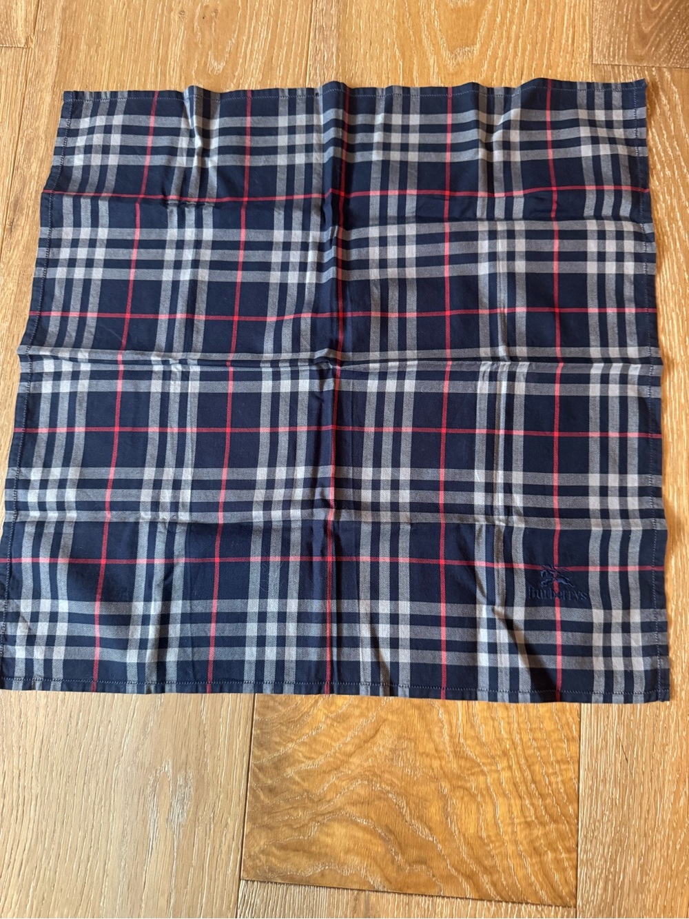Vintage Burberry Navy Plaid Scarf